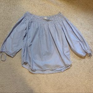 H&M Blue Striped Off-the-Shoulder Top
